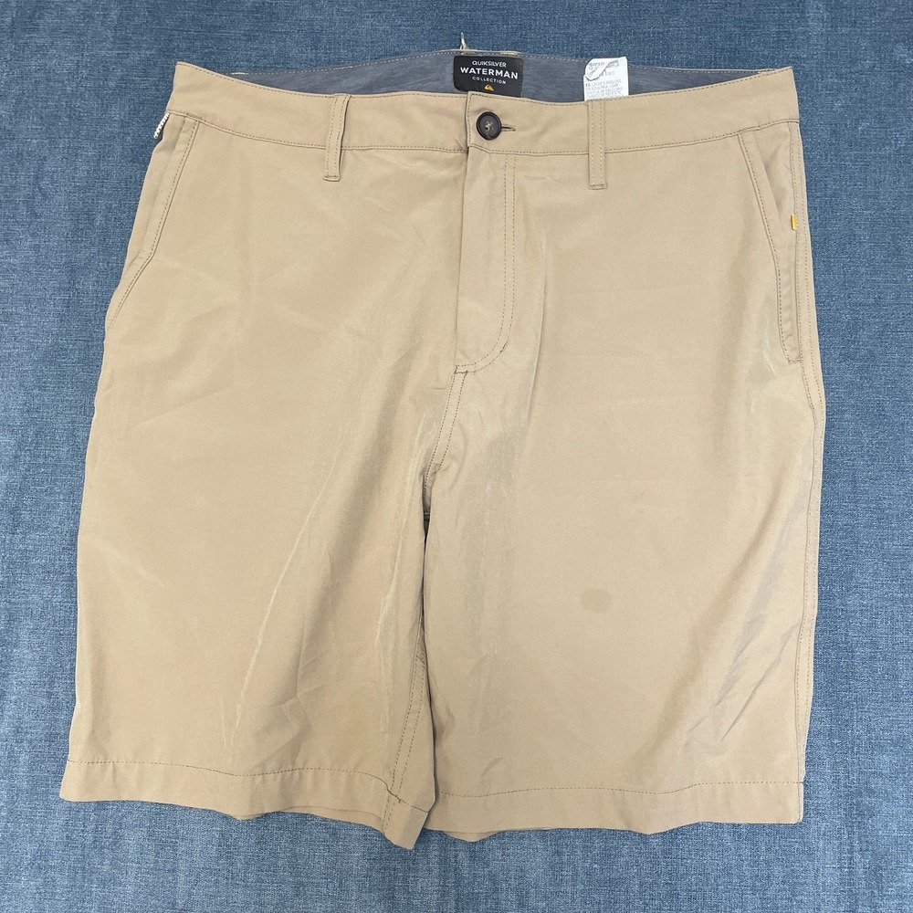 Quiksilver Waterman Collection Chino Shorts Mens 35 Beige Flat Front Light Wash